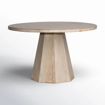 Tasse 48-inch Round Reclaimed Pine Light Wash Pedestal Dining Table | Wayfair North America
