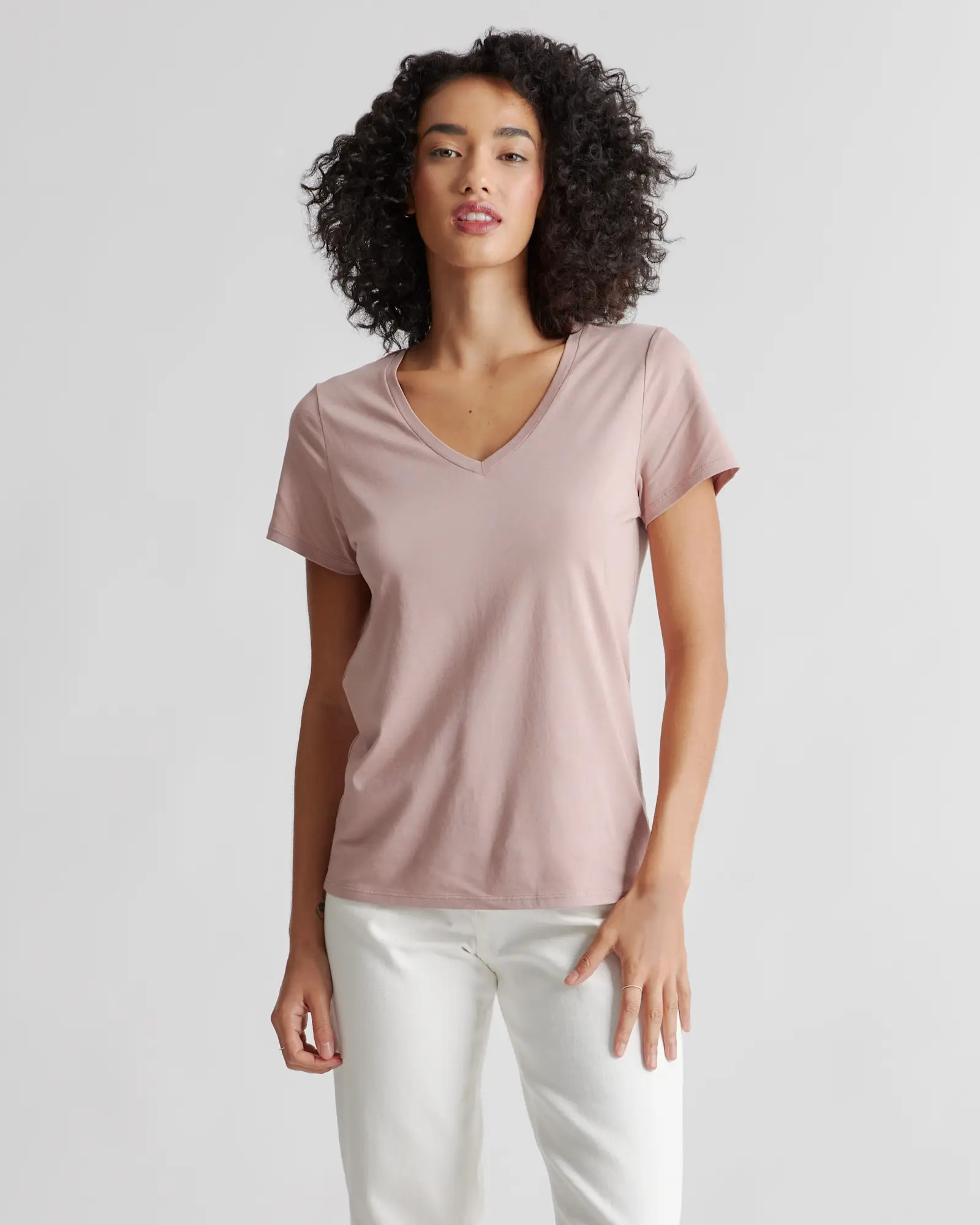 Cotton Modal V Neck Tee | Quince