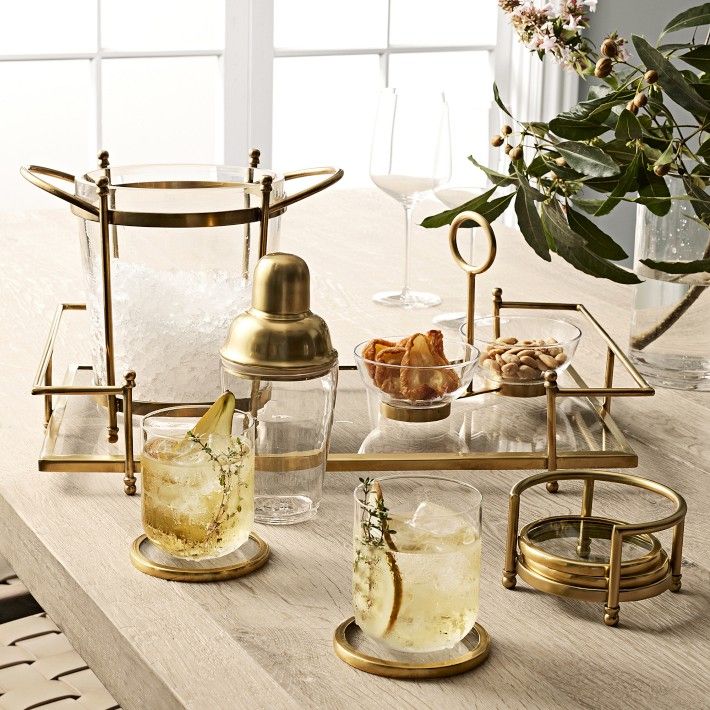 Antique Brass and Glass Tray | Williams-Sonoma