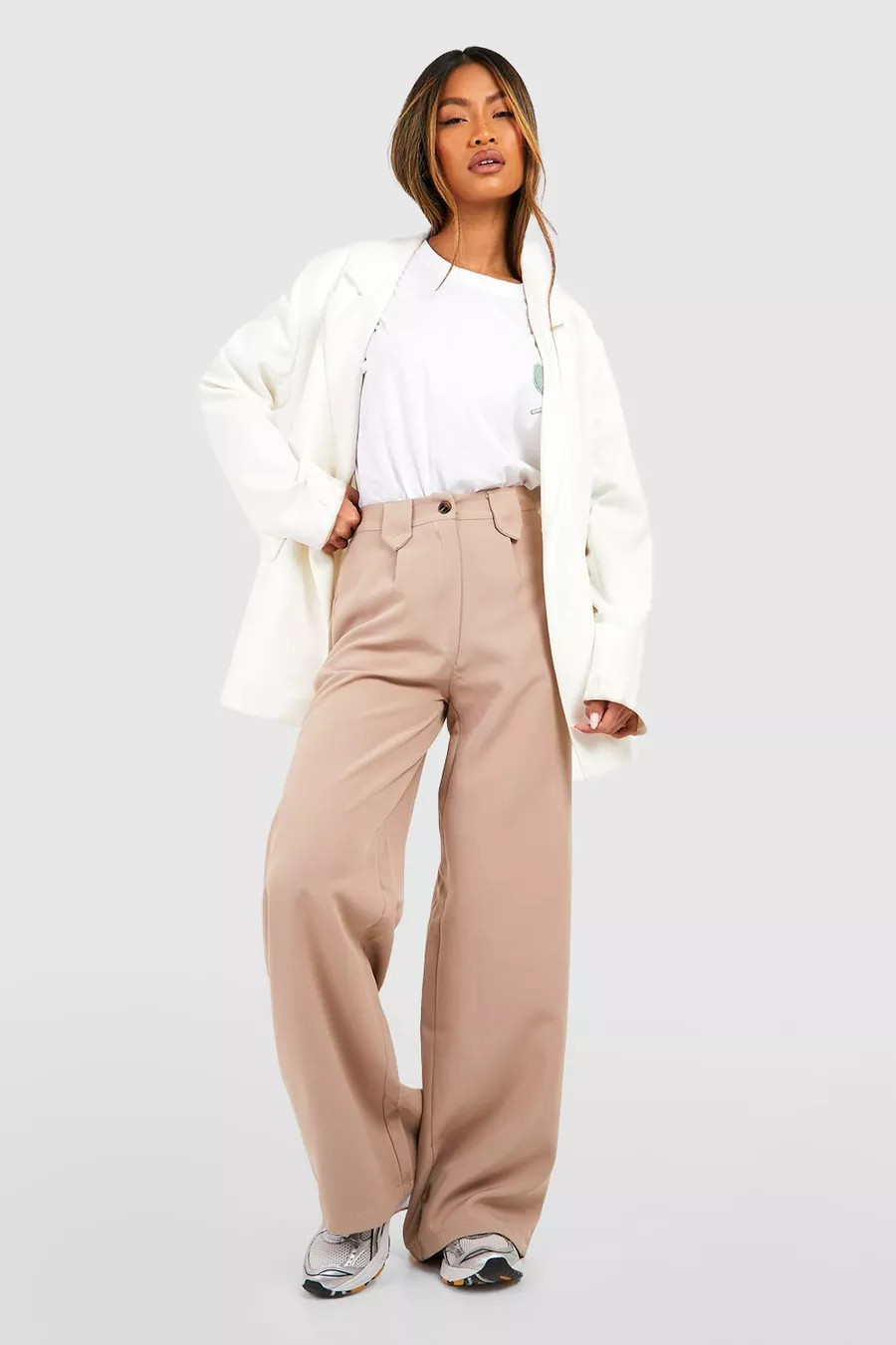 Pantalon droit tissé | Boohoo.com (FR)