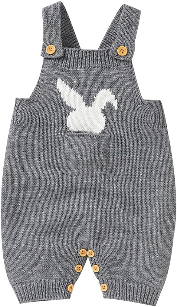 MoZiKQin Baby Girl Boy Easter Bunny Romper Sleeveless Knitted Bodysuit Jumpsuit My 1st Easter Out... | Amazon (US)