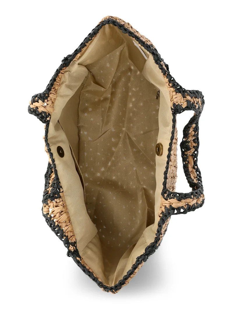 Time and Tru Women's Straw Border Mini Tote, Natural | Walmart (US)