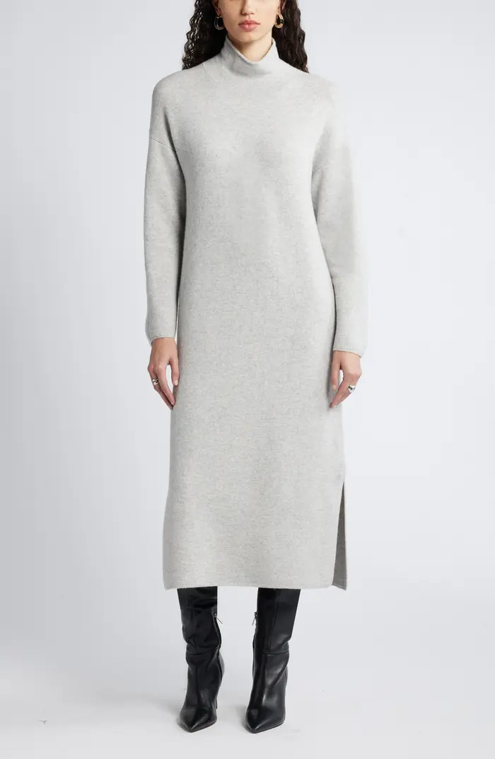 Nordstrom Mock Neck Long Sleeve Wool & Cashmere Blend Sweater Dress | Nordstrom | Nordstrom