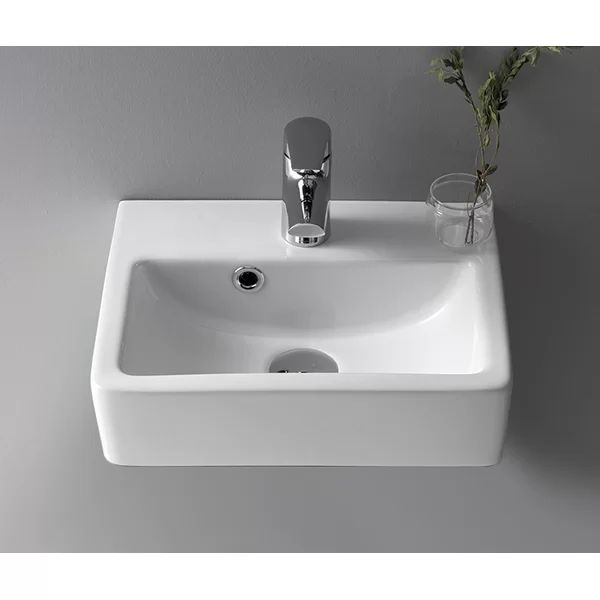 CeraStyle By Nameeks Mini 11.02'' Glossy White Ceramic Rectangular Wall Mount Bathroom Sink with ... | Wayfair North America