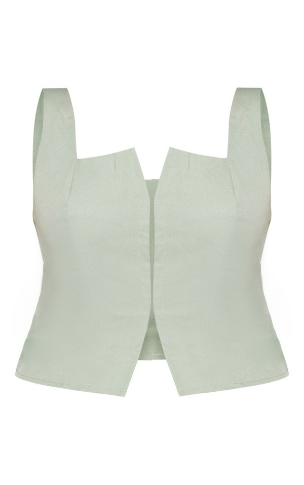 Plus Sage Khaki Hook And Eye Corset Top | PrettyLittleThing US