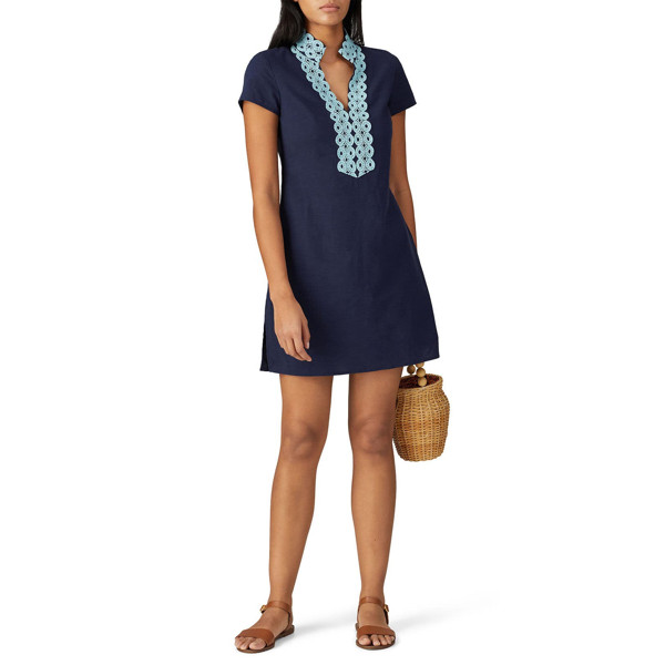 Sail to Sable Short Sleeve Tunic Dress blue | Rent the Runway