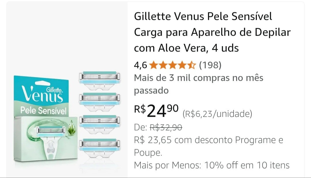 Gillette vênus pele sensível carga para aparelho de depilar, 4 un

#LTKbrasil #LTKpromo #LTKbeleza