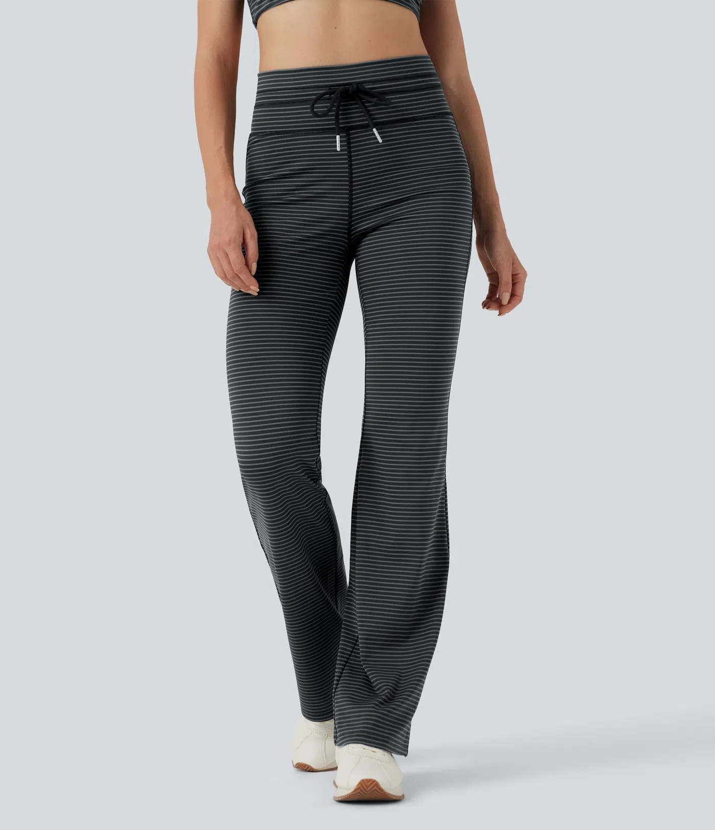 Women’s High Waisted Drawstring Stripe Flare Yoga Pants with Pockets - Halara | HALARA