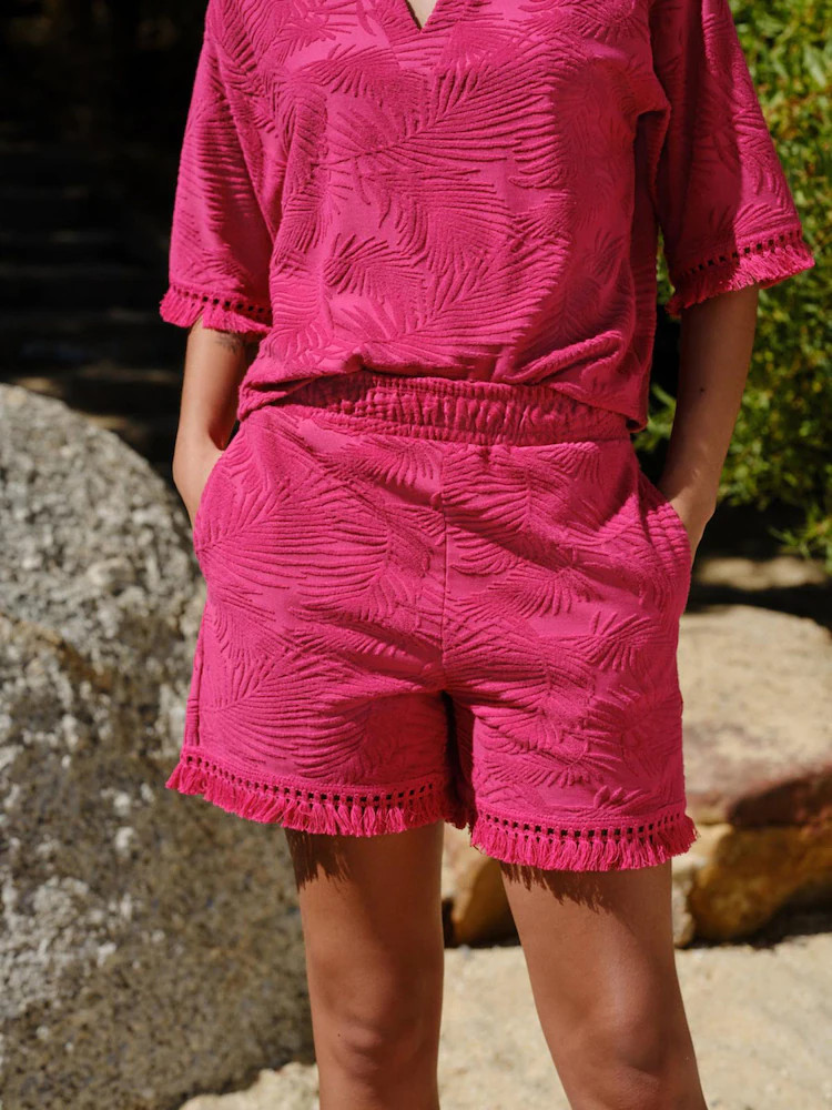 Magenta-roze - Jacquard Towelling Fringe Summer Shorts | Next EU