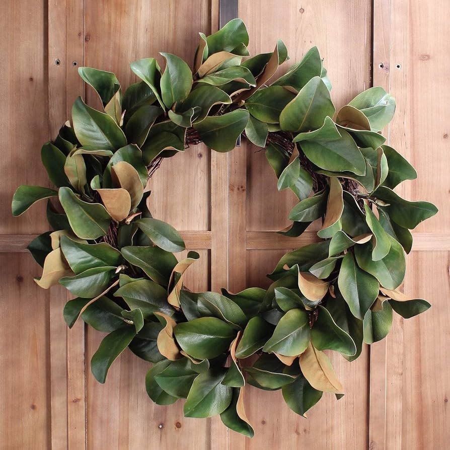 Darby Creek Trading Classic Real Touch Magnolia Leaf Everyday Wreath 30" Green | Amazon (US)