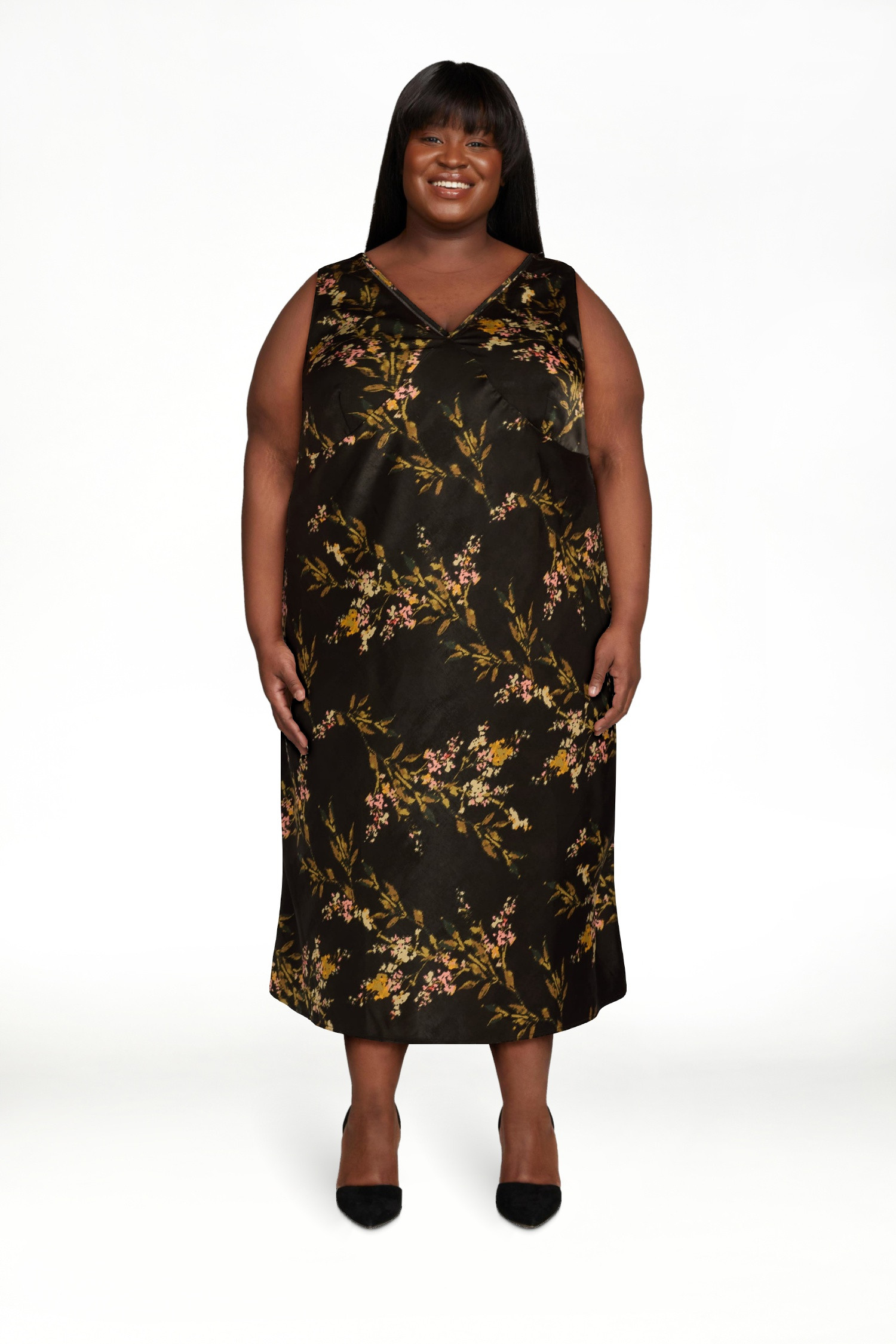 Terra & Sky Black Label Women's Plus Size Sleeveless Bias Satin Slip Dress, 0X-4X - Walmart.com | Walmart (US)