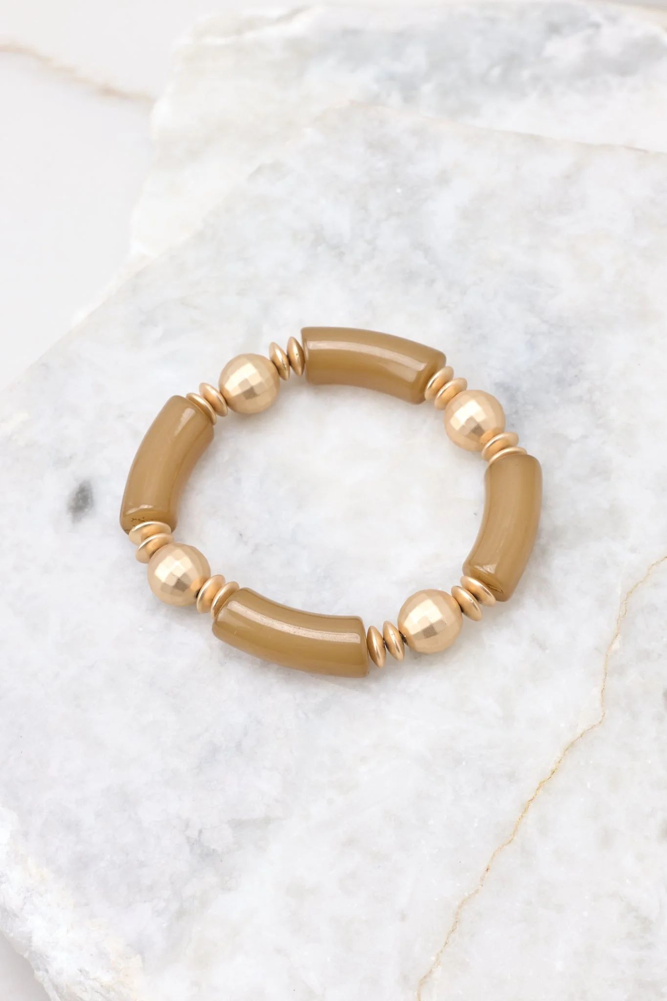 Excited For This Light Brown Bracelet | Red Dress