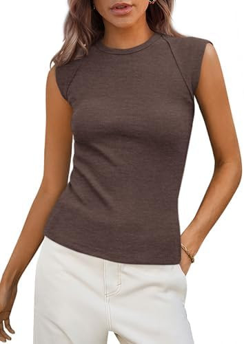 PRETTYGARDEN Women's Ribbed Tank Tops 2025 Summer Cap Sleeve Slim Fitted Knit Basic Casual Tee Sh... | Amazon (US)