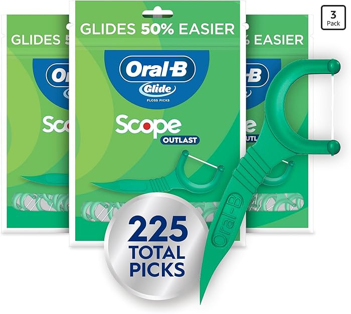 Oral-B Glide Mint Dental Floss Picks with Long Lasting Scope Flavor, 3 Pack of 75 Picks (225 Tota... | Amazon (US)