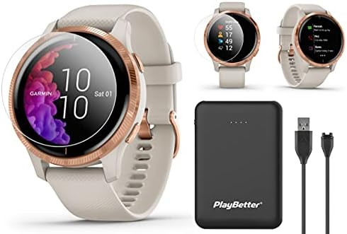 Garmin Venu (Light Sand/Rose Gold) Women's Fitness GPS Smartwatch Power Bundle | AMOLED Display, ... | Amazon (US)
