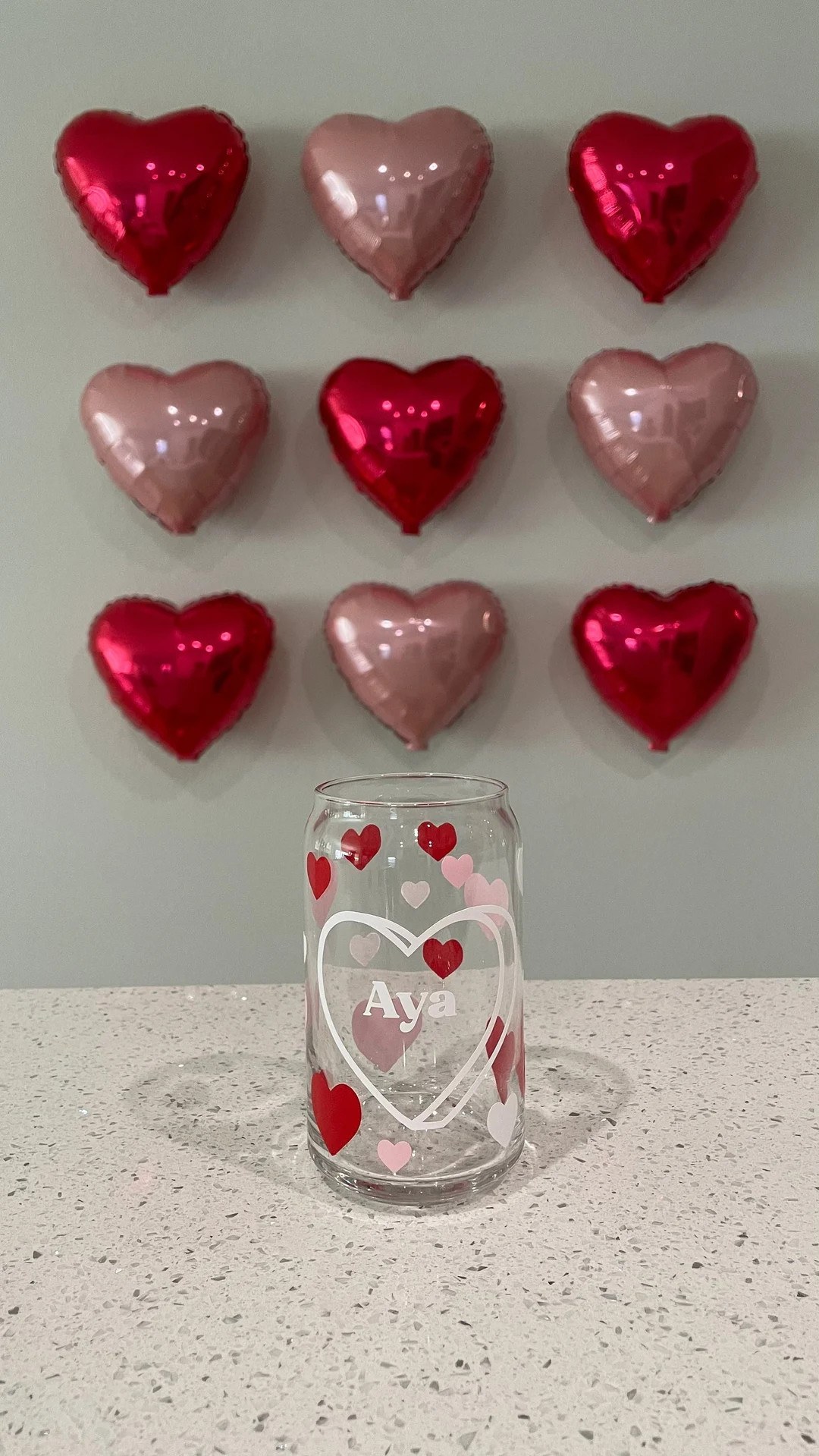 customizable valentine's glass can cup | galentine's iced coffee cup | personalized aesthetic cof... | Etsy (US)