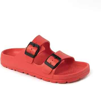 FUNKYMONKEY Women's Comfort Slides Double Buckle Adjustable EVA Flat Sandals | Amazon (US)