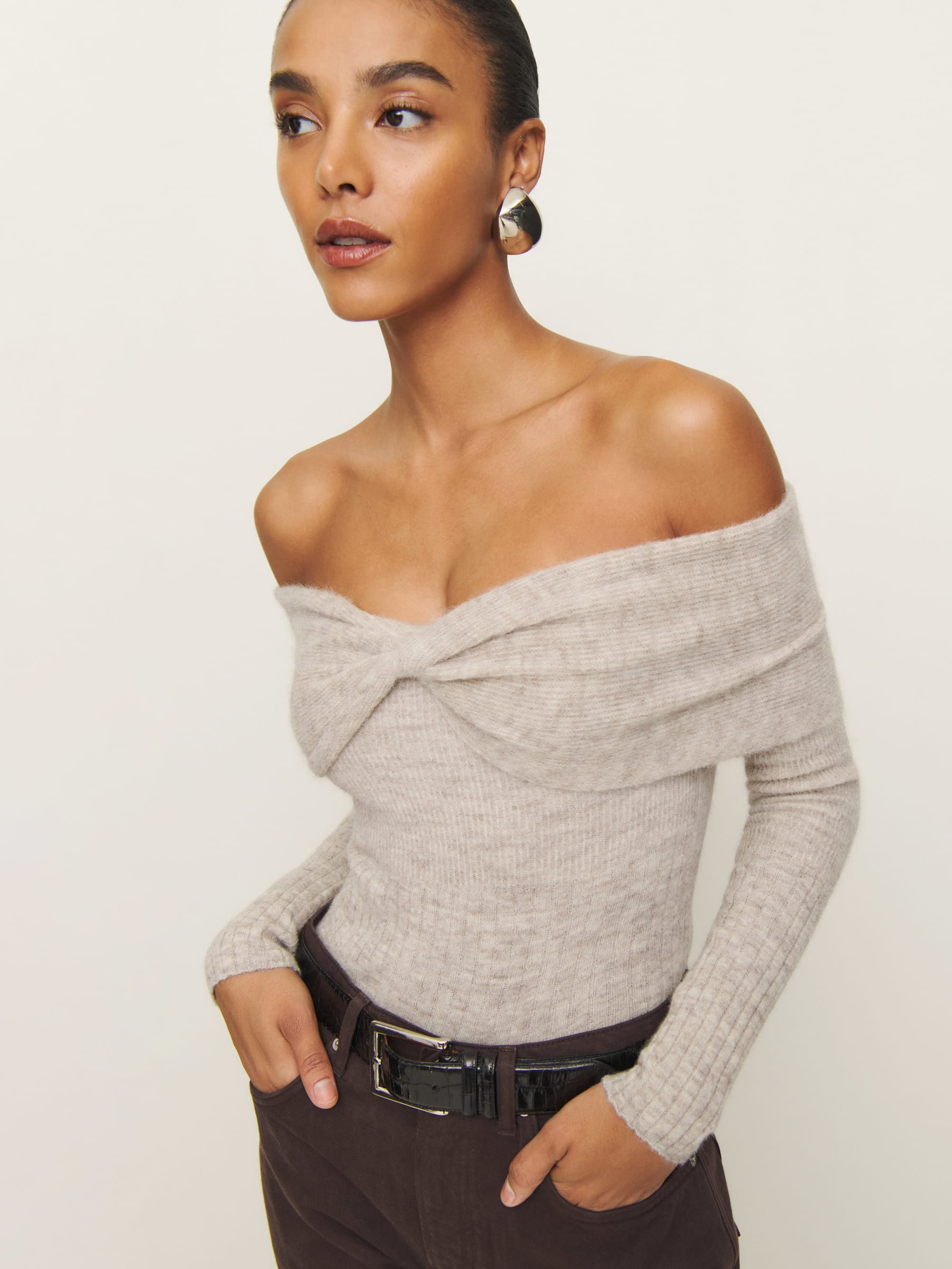 Florie Twist Front Sweater | Reformation (Global)