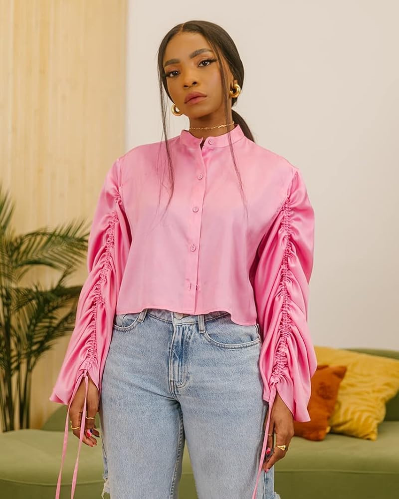 The Drop Women's Rose Bloom Dramatic Ruched Sleeve Top by @takkunda | Amazon (US)