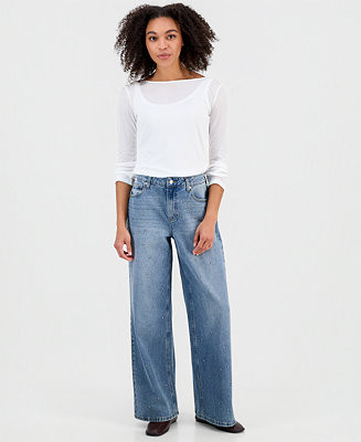 And Now This Women's Studded Wide-Leg Jeans, 24P-28W, Macy's Exclusive - Macy's | Macy's