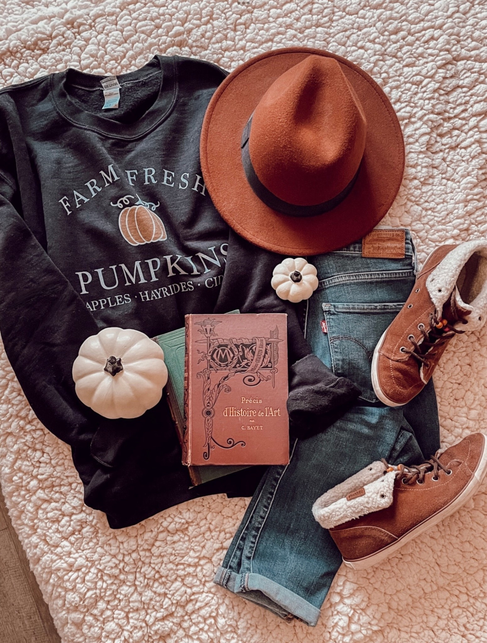 Look d’automne activé 🎃
Un sweat “pumpkin season”, un vieux bouquin, un chapeau rouille et mes boots toutes douces — la panoplie parfaite pour un week-end cocooning.
Simple, chaud, et juste ce qu’il faut de vintage pour profiter des couleurs de la saison.

Fall mode: on 🎃
Pumpkin sweatshirt, vintage book, rust hat and cozy boots — my go-to combo for a comfy autumn weekend.
Warm, simple, and just the right touch of vintage for the season’s mood.

fall outfit, autumn fashion, cozy fall style, pumpkin sweatshirt, fall flatlay, autumn aesthetic, fall fashion inspo, cozy outfit, fall wardrobe, casual fall look, pumpkin season, cozy weekend outfit, autumn essentials, fall cozy vibes, bookish style, rust hat, brown boots, cozy autumn fashion, LTKfall, LTKstyle, 

#LTKfrance #LTKeurope