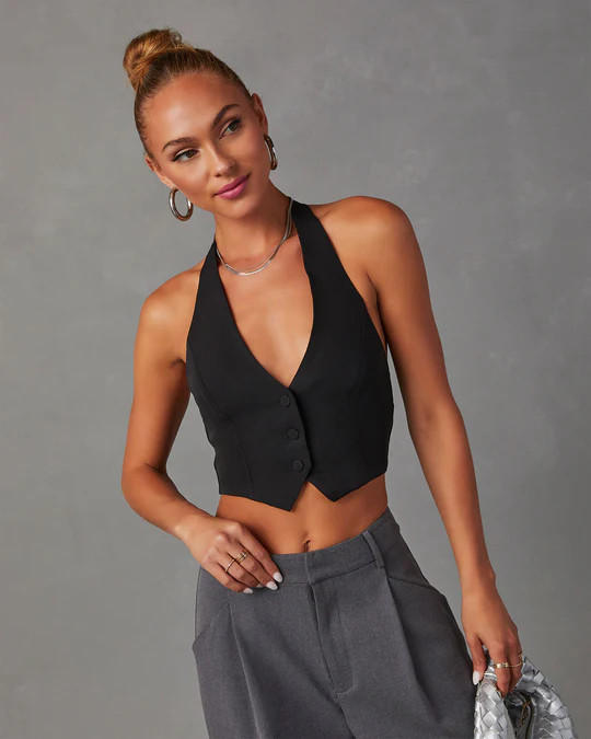 Just Play Along Button Front Halter Vest | VICI