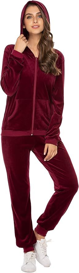 Hotouch Sweatsuits Set Womens 2 Piece Sweatshirt & Sweatpants Velour Full Zip Hoodie Tracksuits S... | Amazon (US)