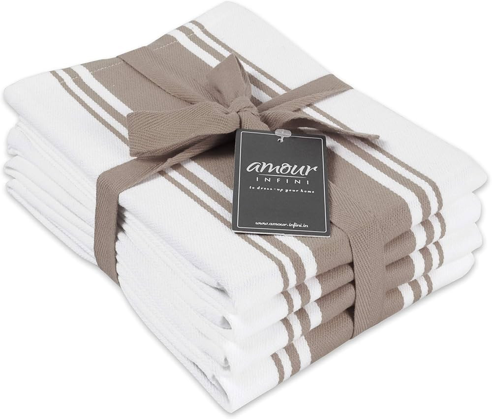 AMOUR INFINI Cotton Kitchen Towels - Set of 4 Highly Absorbent, Ultra Soft Tea Towel with Hanging... | Amazon (US)
