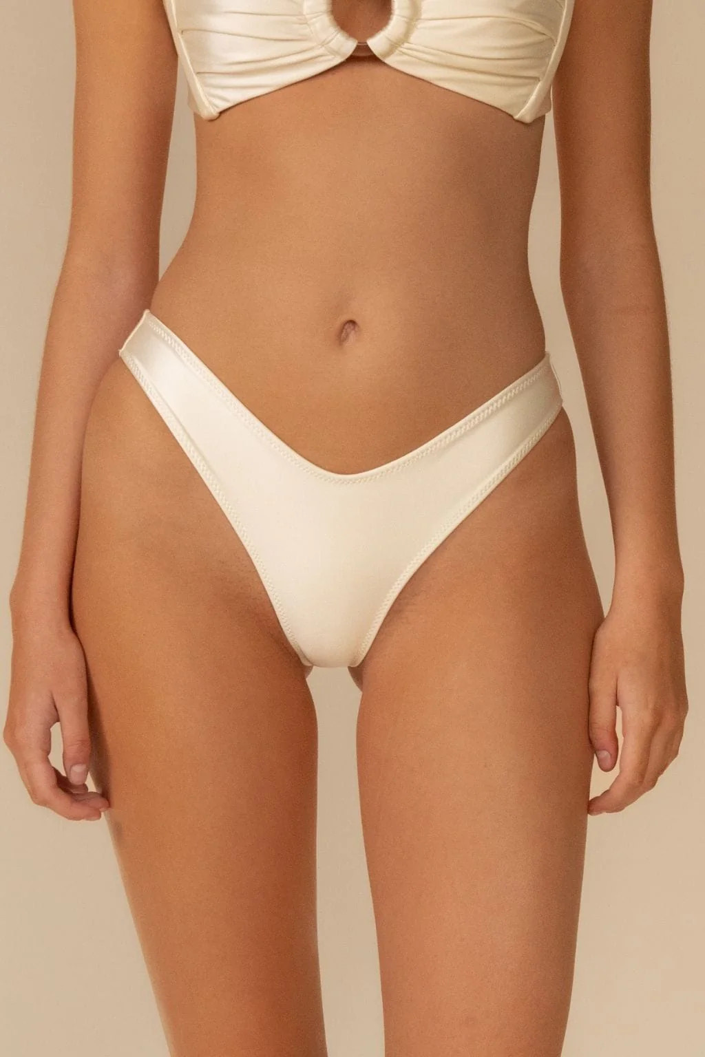 Cream Silkie Lulu (Zig-Zag Stitch) Bikini Bottom | Montce