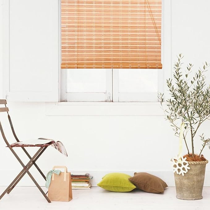 Natural Bamboo Roll Up Window Blind Roman Shade Sun Shade WB-9A1 (W32 X H72) | Amazon (US)