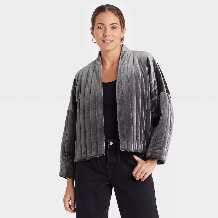 Women's Quilted Velvet Duster Jacket - A New Day™ | Target