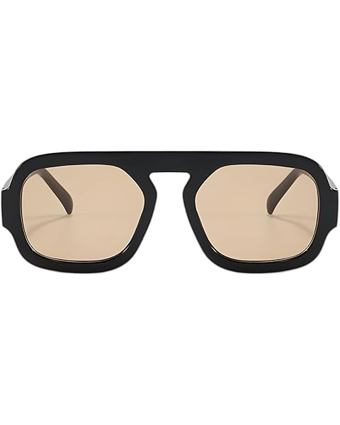 Trendy Square Aviator Sunglasses for Women Flat Top Designer Stylish Frame Sun Glasses Vintage Sh... | Amazon (US)