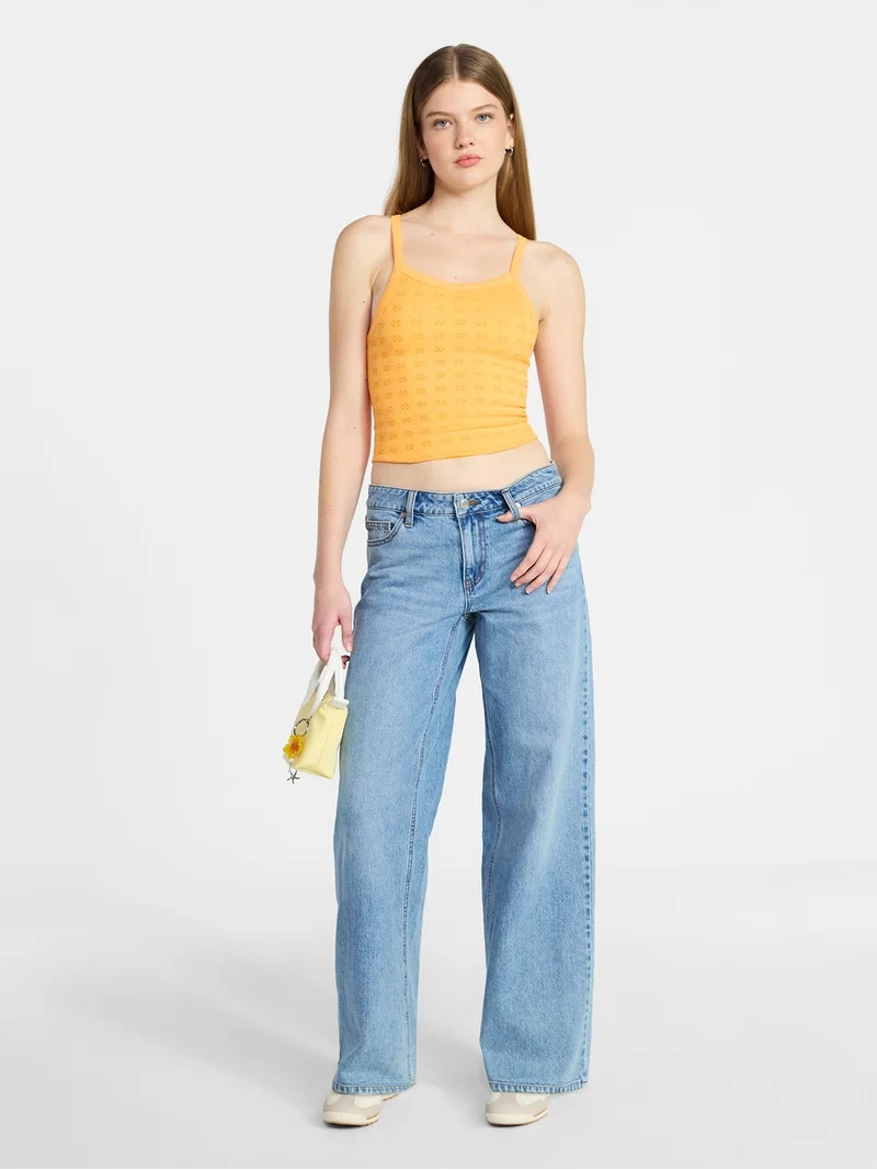 No Boundaries Cropped Textured Stitch Tank Top, Women's XXS-XXL | Walmart (US)