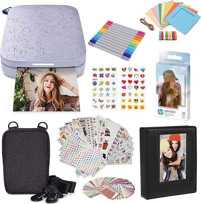 HP Sprocket Portable 2x3 Instant Color Photo Printer (Lilac) Starter Bundle | Amazon (US)