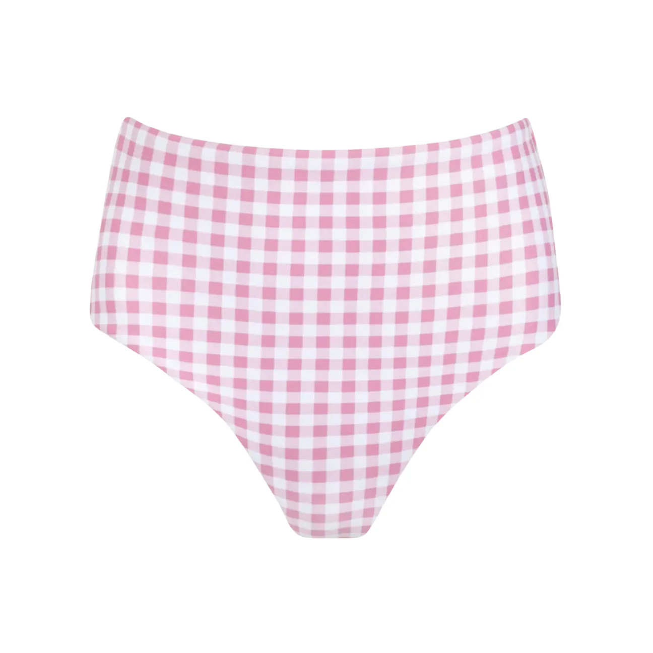 women's blush gingham high waist bikini bottom | Minnow
