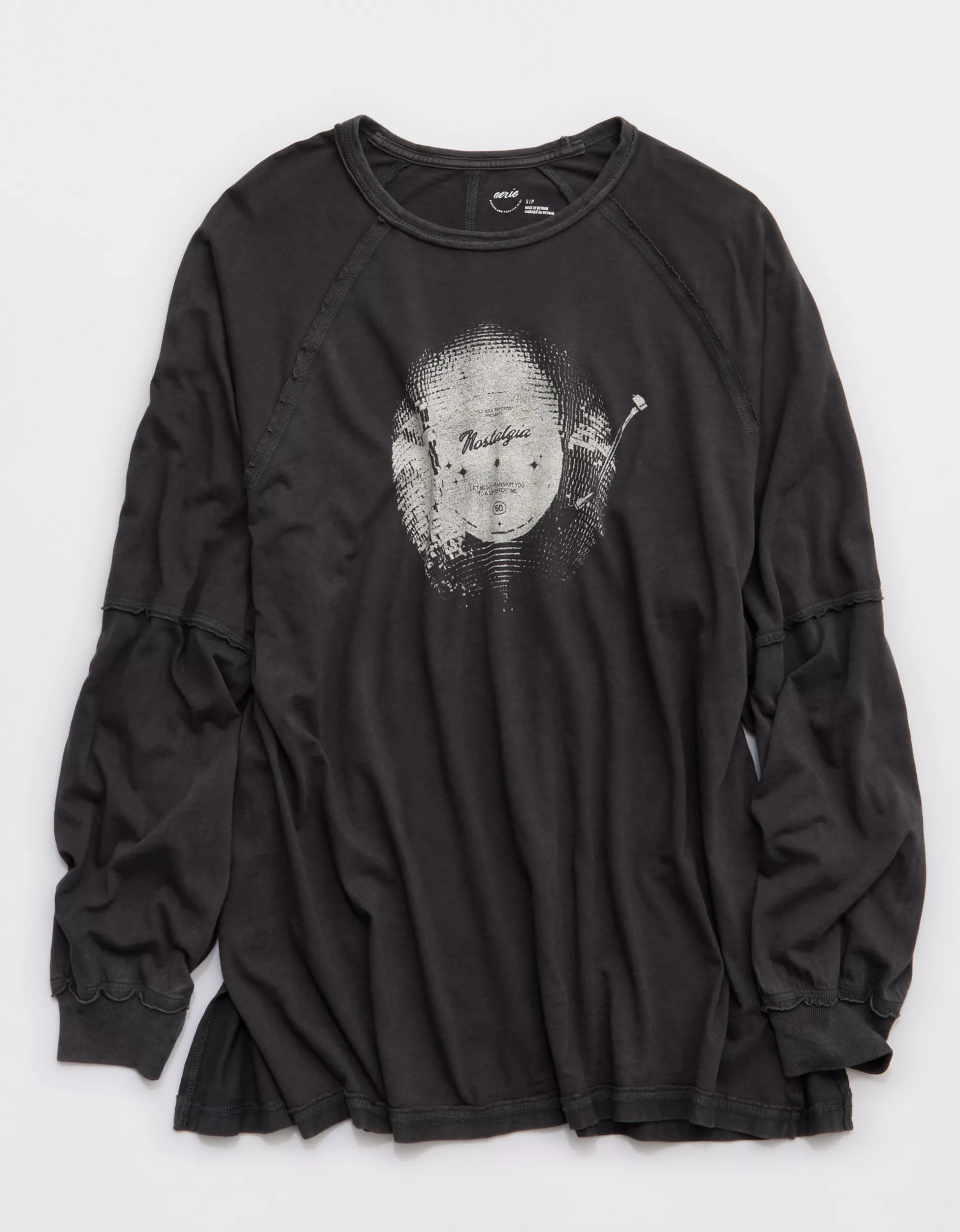 Aerie Cozy Long Sleeve Oversized Boyfriend T-Shirt | Aerie