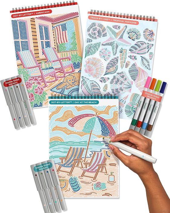 Lifelines FlowArt Activity Pads, 3-Pack - Guided Dot & Trace Art Meditations with Markers - 12 Do... | Amazon (US)