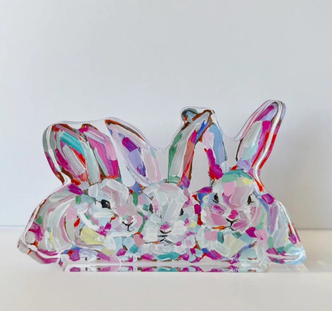 ACRYLIC EASTER BUNNIES | I’ve gone full send with decorating my house for spring and Easter because I’m so ready for more happy colors! I came across these bunnies and they are absolutely precious. Would be perfect for styling on a bookshelf or entry table! Currently 10% off with code “LOVEMUCH” 🐰

#LTKSaleAlert #LTKHome #LTKFindsUnder50