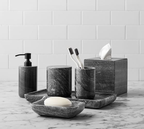 Black Handcrafted Marble Bathroom Accessories | Pottery Barn (US)