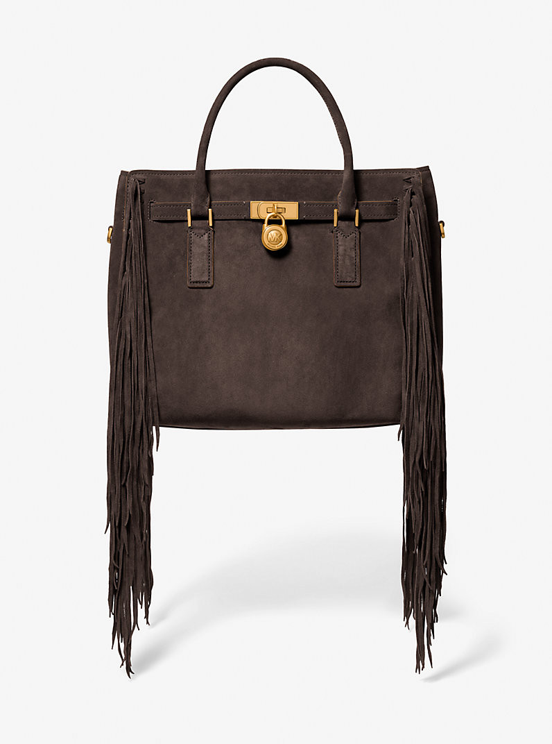 Hamilton Moderne Large Fringed Suede Satchel | Michael Kors CA