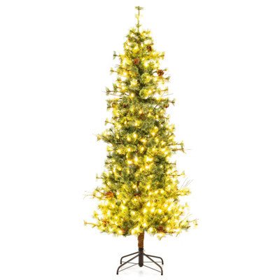 Costway 7 FT Artificial Christmas Tree with 502 Branch Needles, 28 Pine Cones, 300 Lights | Target