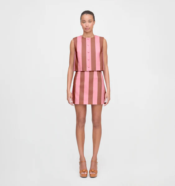 The Hallie Skirt - Coral Cabana Stripe | Hill House Home US