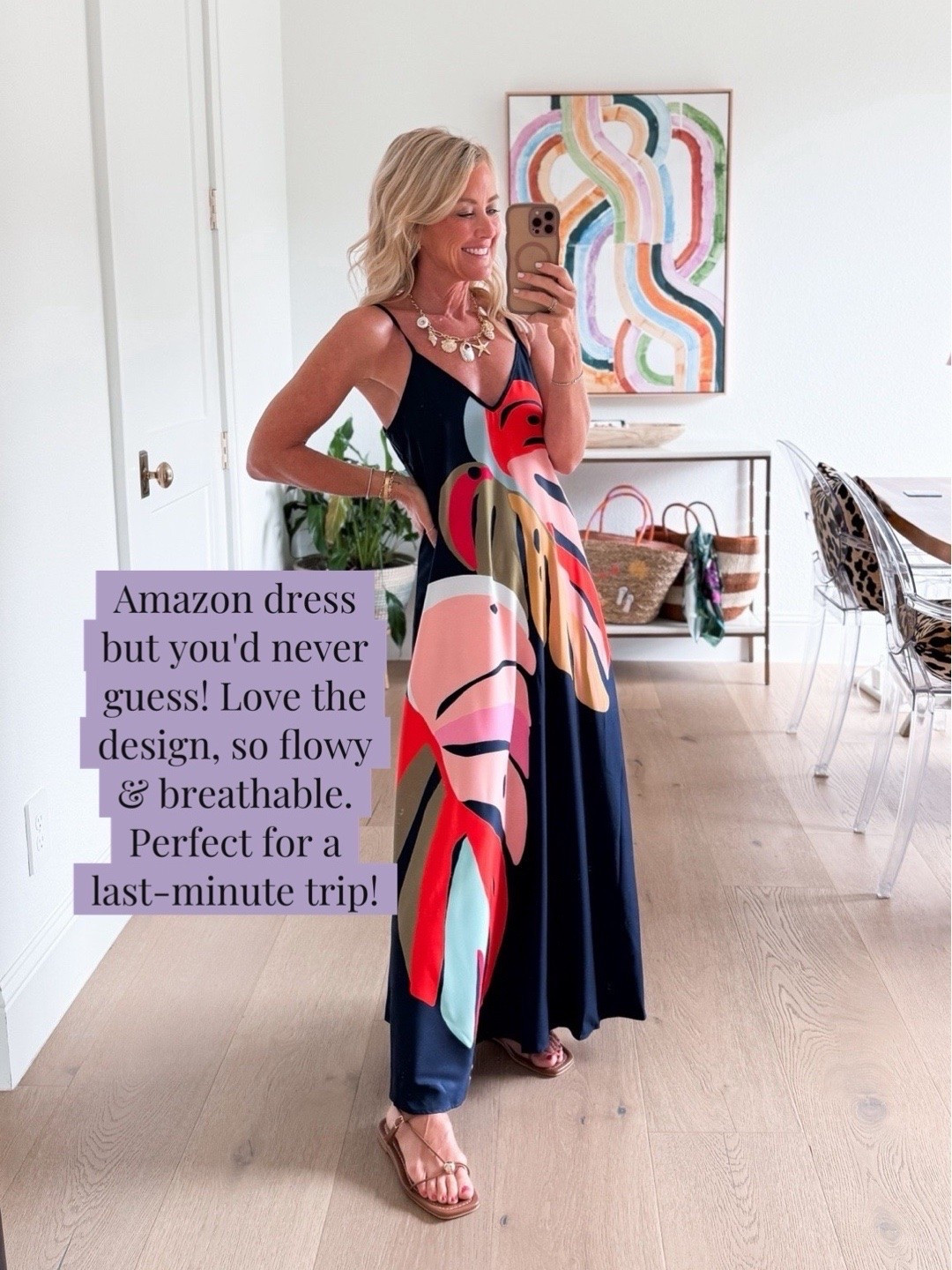Obsessed with the bold print on this maxi dress. 
Dress: small

#LTKootd #LTKSeasonal #LTKOver40