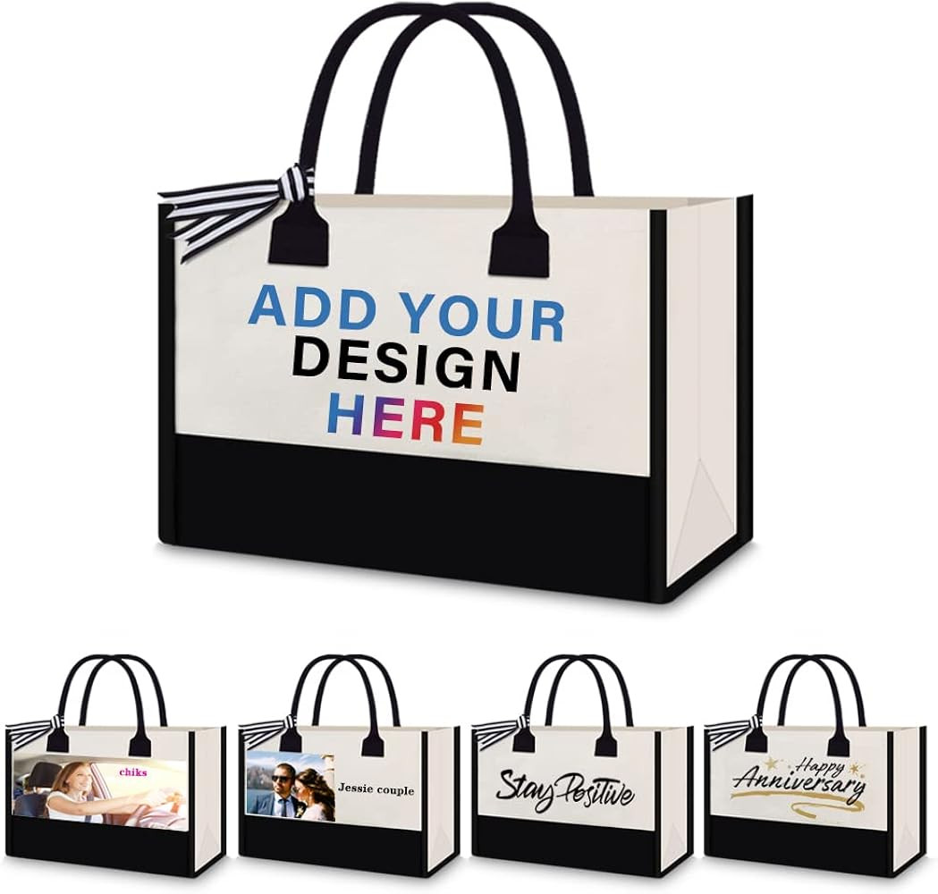 Custom Canvas Tote Bag for Women, Personalized Present Bag, Suitable for Wedding, Birthday, Beach... | Amazon (US)