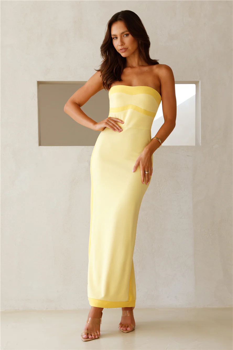 As Sleek As Ever Strapless Maxi Dress Yellow | Hello Molly (US)