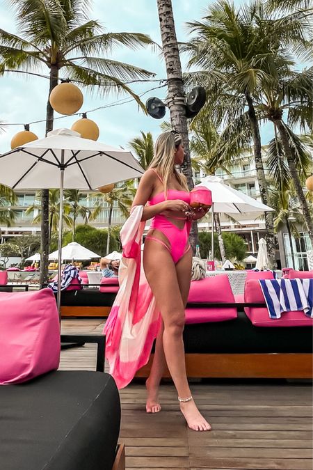 Summer outfit. Pool look. All pink style. Pink cutout swimsuit. Cutout swimsuit. Pink swimwear. Pink cover-up. Pink kimono. Pink cardigan. Beachwear. Beach fashion. swimwear. 
#swimwear #beachwear #beachfashion #Pinkbikini #onepiece #coverup #fashioninspiration #stylingideas

#LTKfit #LTKstyletip #LTKtravel