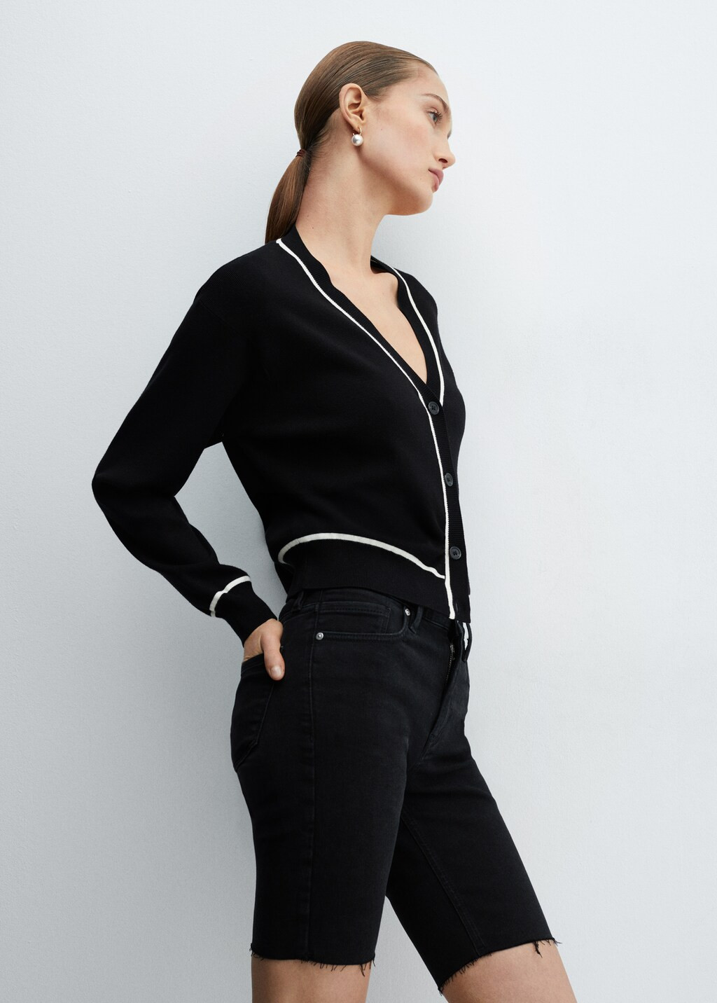 Cardigan liserés contrastants | MANGO (FR)