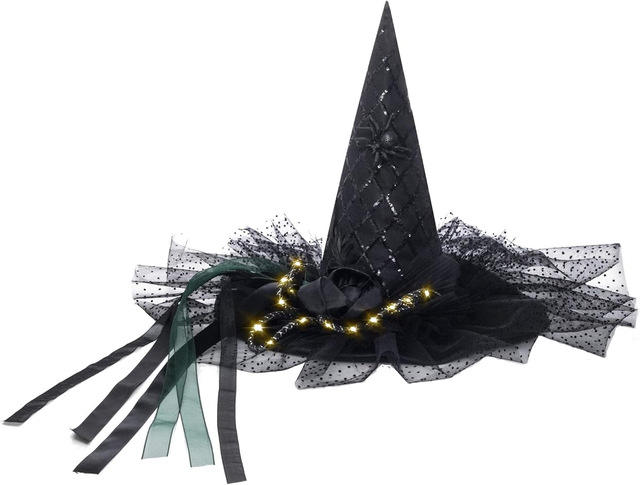 Halloween Witch Hat-Classic Black Felt Hat for Women, Girls, Party Costume Accessory(LED Glowing ... | Amazon (US)