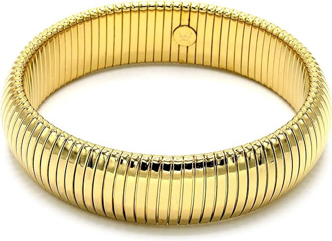 Marshal Metal Fashion Bracelet Omega 18k Gold Plated Brass Stretch Cobra Bracelet | Amazon (US)