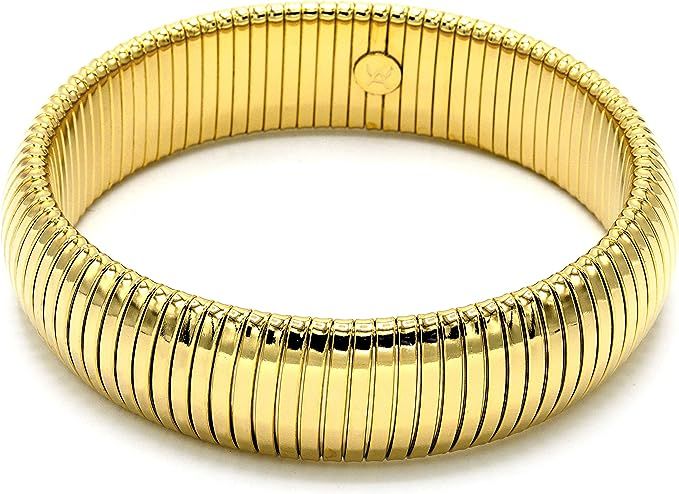 Marshal Metal Fashion Bracelet Omega 18k Gold Plated Brass Stretch Cobra Bracelet | Amazon (US)